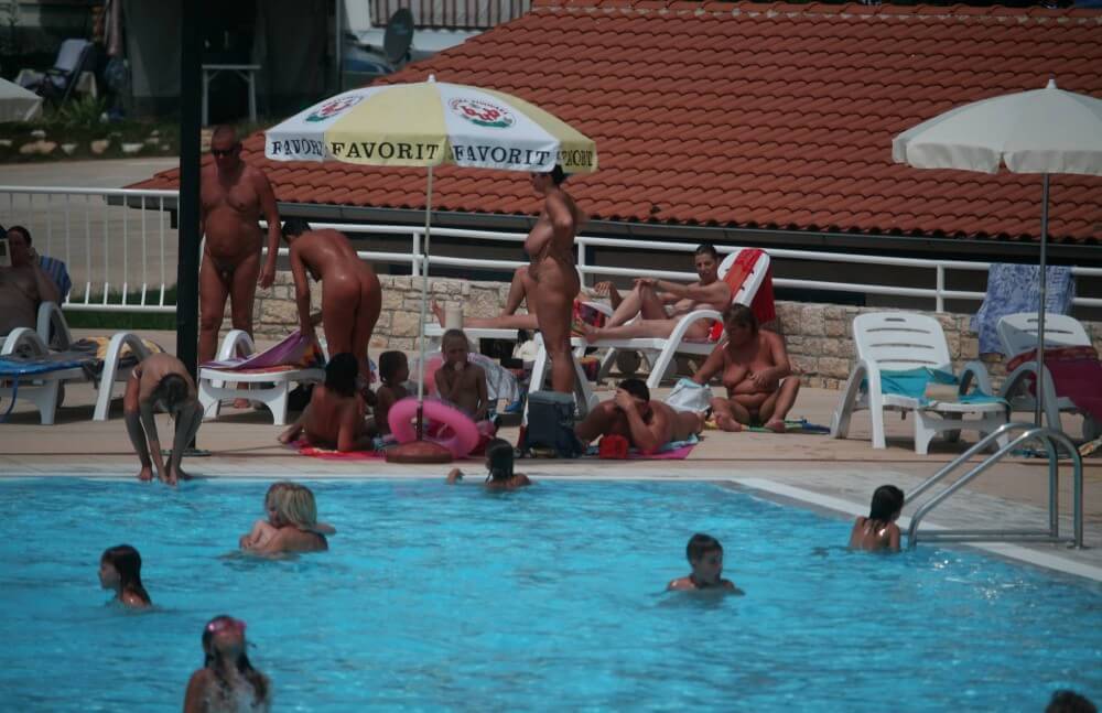 Naturist Pool Observation pics - Are required to remain naked at all times