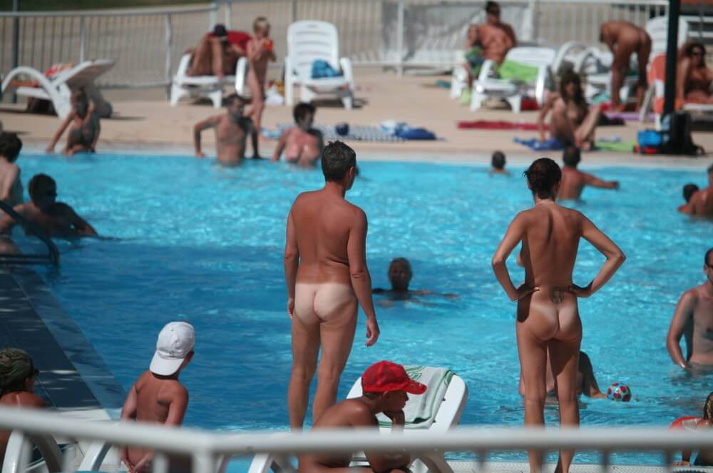 Pool-Shore Group Exercise - Being naked helps one feel a sense of freedom