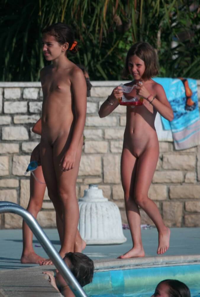 Two Poolside Nudist Girls pics - Nudism and natural harmony